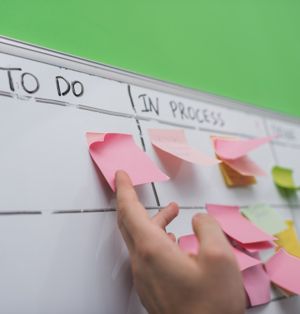 Wall Kanban with sticky notes