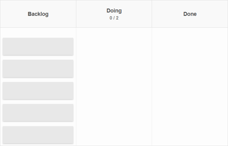 A simple Kanban Tool board with WIP limits