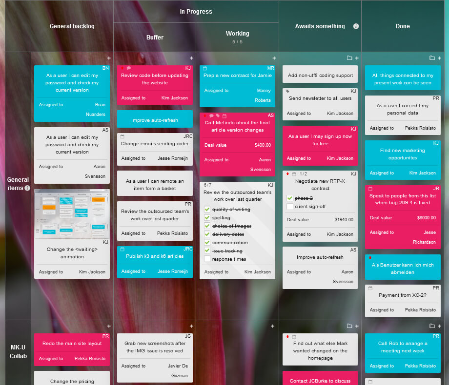 A Lean startup productivity board in Kanban Tool