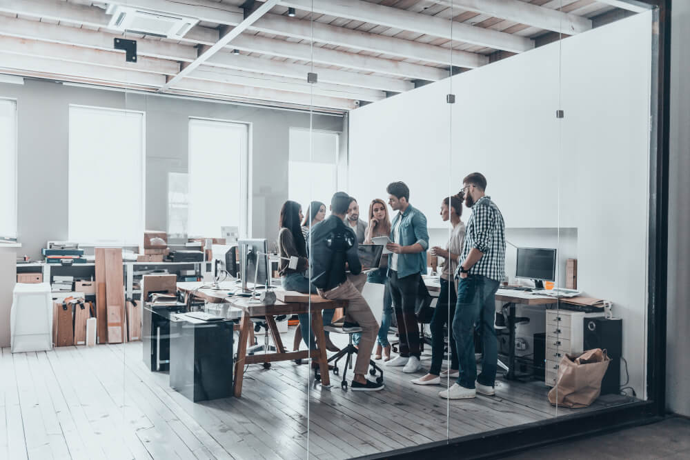 A team discussion in an office