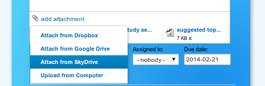 Adding files from SkyDrive to Kanban board card