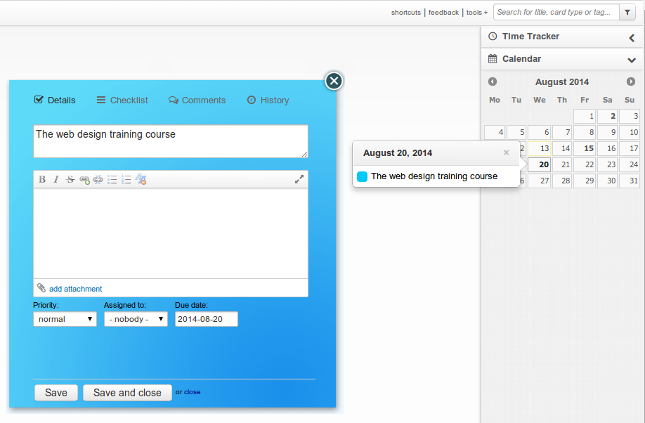 Kanban calendar