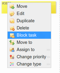 Card blocking on Kanban board