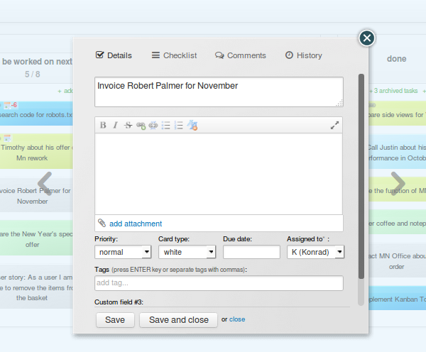 A Standard Kanban Card Layout