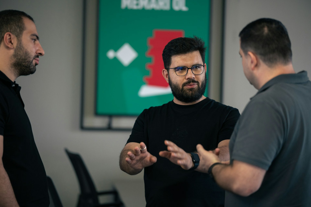 Colleagues in tense conversation at the office