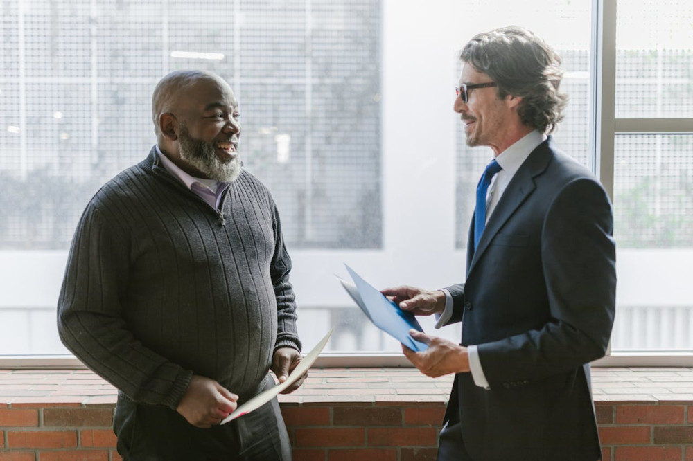 Business partners in conversation