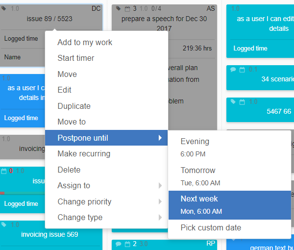 How to make the best out of your online Kanban board - postponed tasks