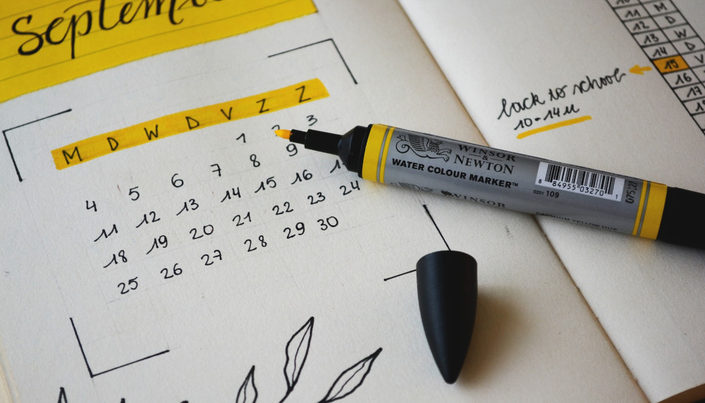 A calendar on a desk