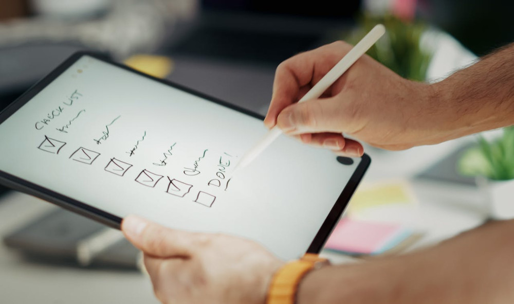 A tablet with an almost completed to-do list