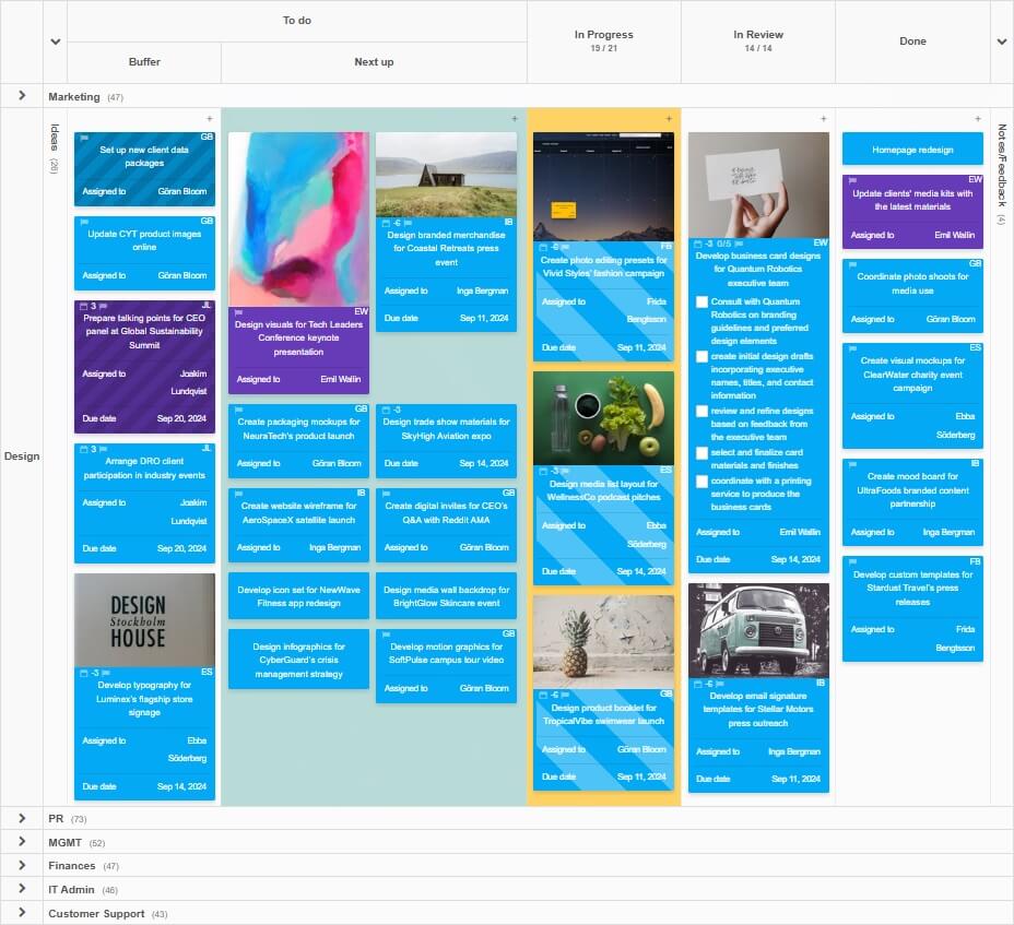 Highly visual Kanban Tool project management board