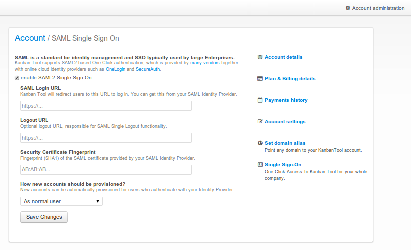 Kanban Tool - Kanban board with SAML Single Sign on for companies