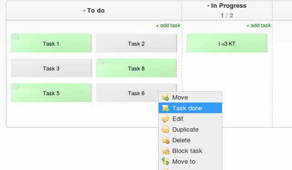 Kanban Tool Script - Task done