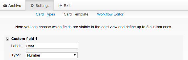 Kanban card custom field