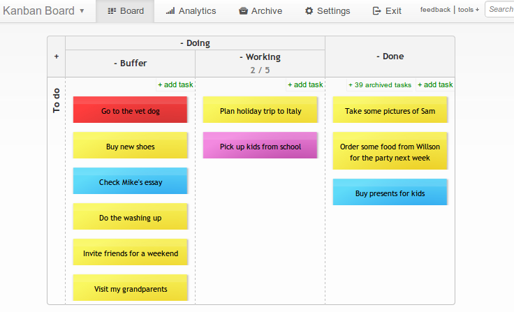 Kanban board switcher