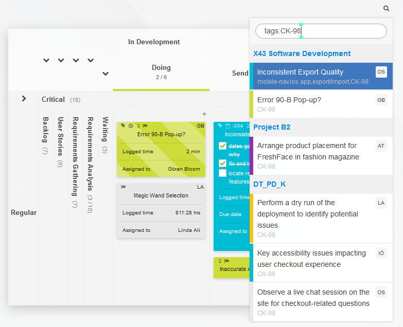 Using tags to connect tasks across many boards