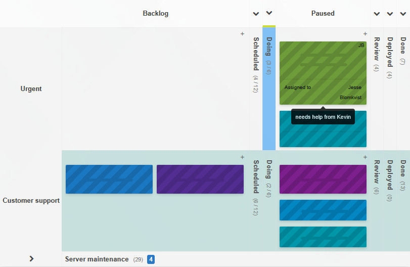 Tasks blocked with optional on-display block reason Blocked tasks with optional block reason information display