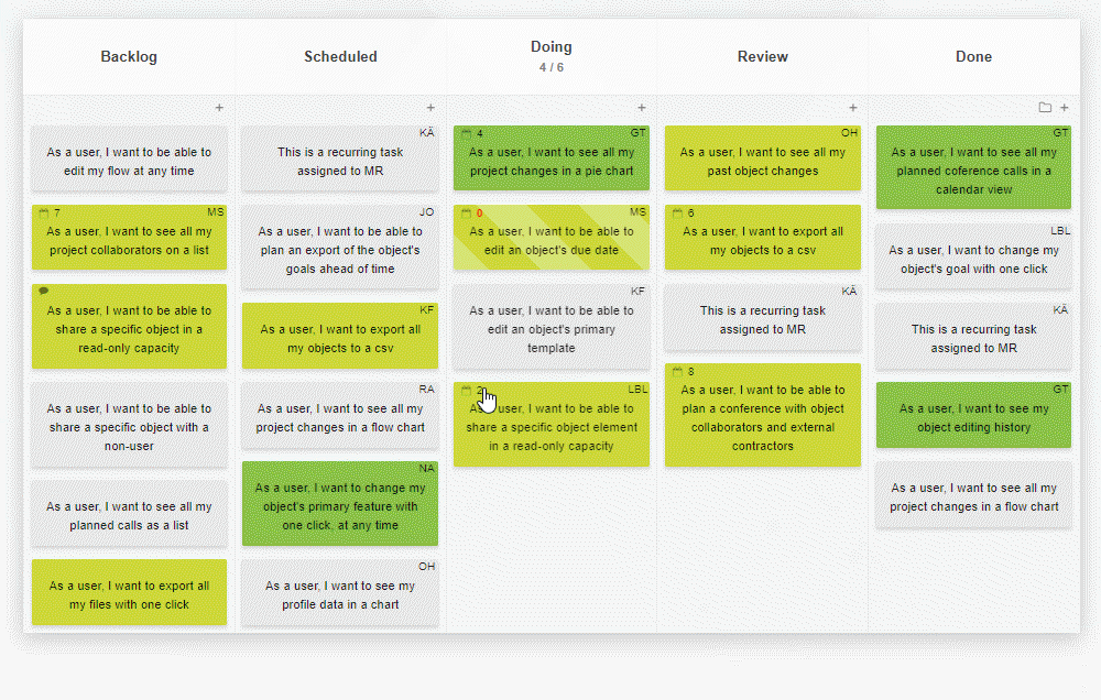 Viewing tasks' planned completion dates in Kanban Tool interactive calendar