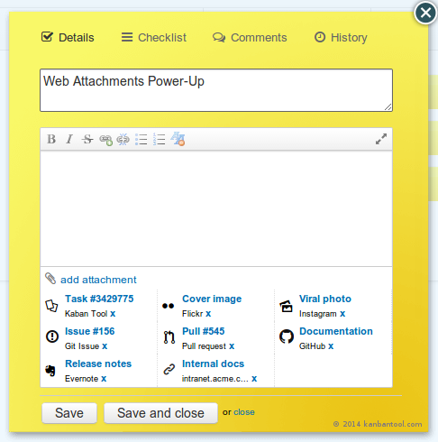 Web Attachments Power-Up in kanbantool.com