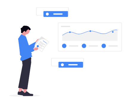 A man observes analytical charts
