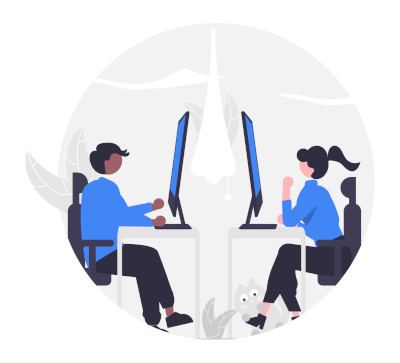 Colleagues working at their own pace