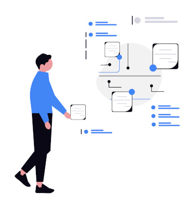Cognitive load management Man appears confused by the number of visual cues in front of him