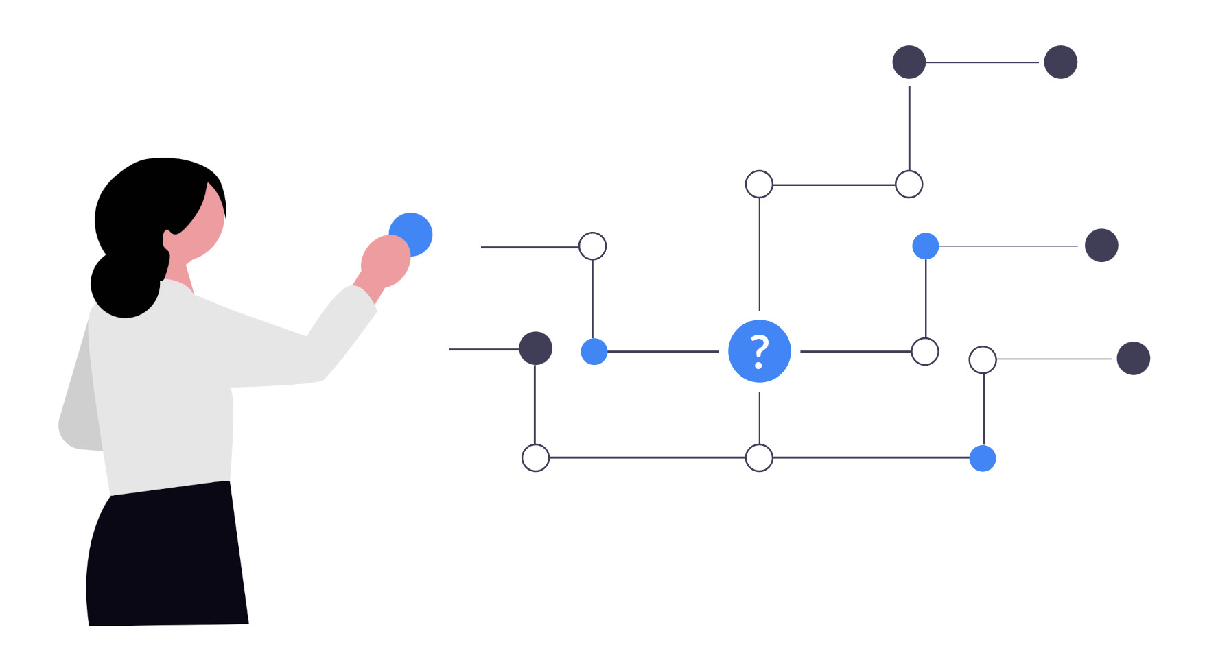 Diagram of two systems meeting at a decision point