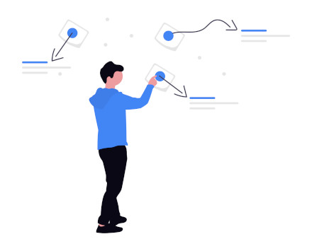 Man draws a diagram of data influencing workflow policy