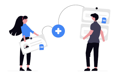 Colleagues working with design mock-ups