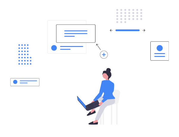 Office worker in front of a rough process map