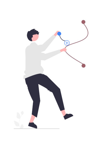 Scrumban application - from iterations to continuous delivery Man juggles visual data points