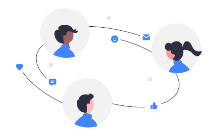 A diagram of communication flowing between team members