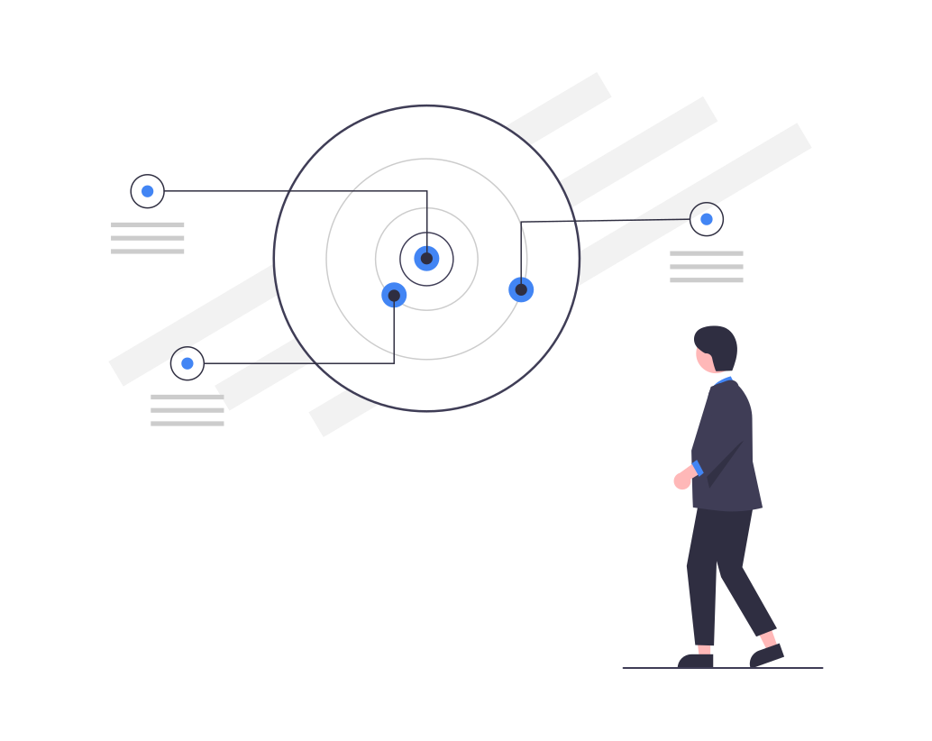 Uma pessoa de negócios está olhando para um diagrama circular