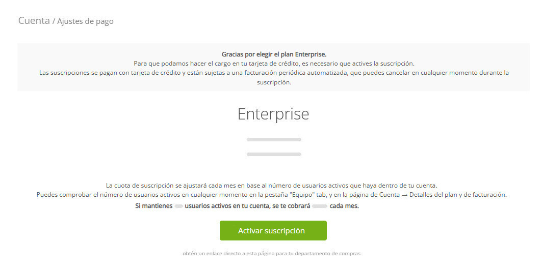 Activar suscripción a Kanban Tool