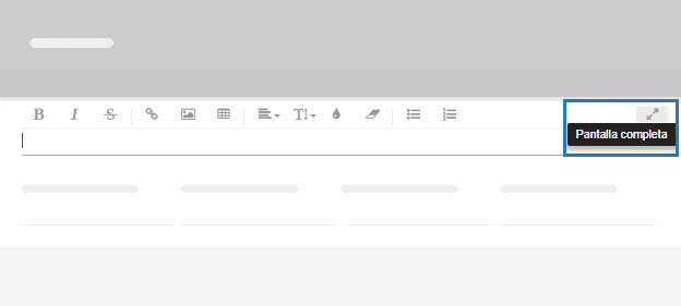 El modo de edición a pantalla completa en el campo de descripción de una tarea