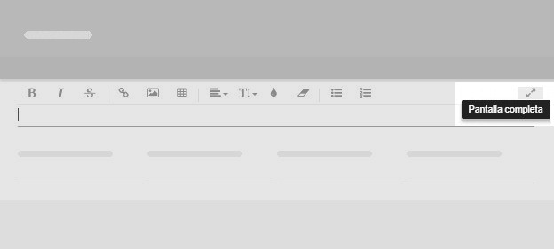 El modo de edición a pantalla completa en el campo de descripción de una tarea