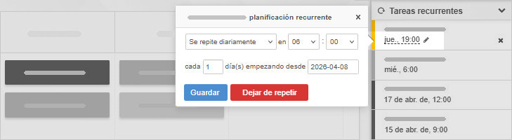 Actualización de la programación de tareas periódicas