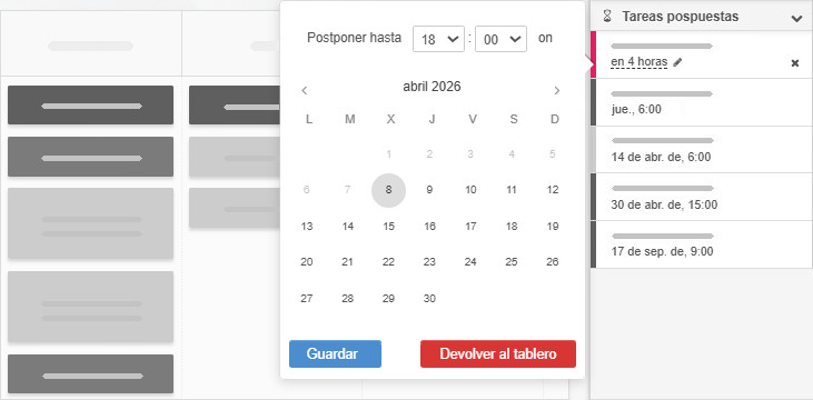 Actualización de la programación de una tarea pospuesta