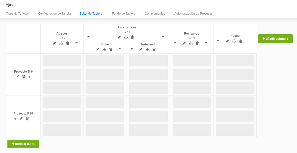 Ajustes - Editor de tablero Acceder al editor de tablero en Ajustes