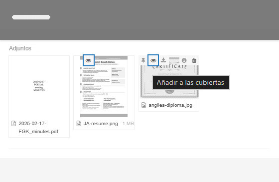 Añadir un archivo gráfico adjunto a las cubiertas de las tarjetas