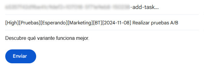 Cómo añadir una tarea a Kanban Tool por correo: ejemplo de correo