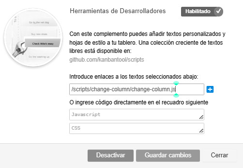 Habilitar un script de Herramientas de Desarrolladores existente