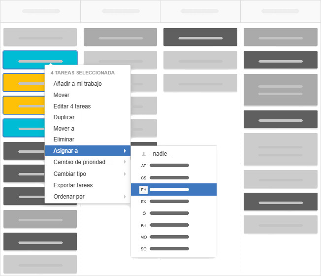 Asignar varias tareas a un usuario mediante el menú contextual
