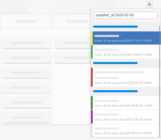 Buscar tareas actualizadas en una fecha determinada
