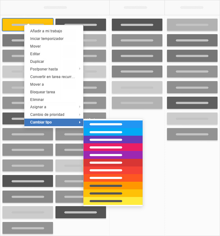 Cambiar el color/el tipo de una tarjeta Cambiar el color/el tipo de una tarjeta