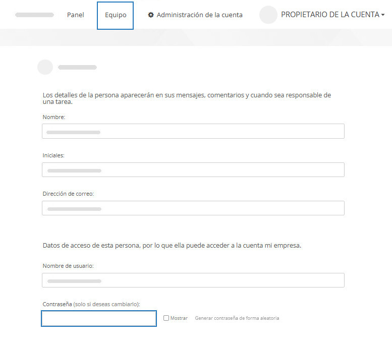 Cambiar la contraseña de otro usuario en Equipo Cambiar la contraseña de otro usuario en la página Equipo