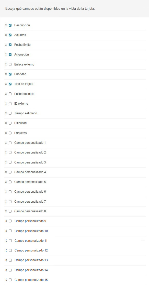Configuración de la plantilla de tarjeta