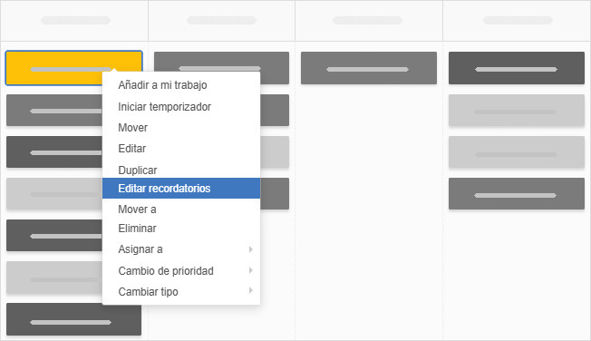 Creación de recordatorios de tareas desde el menú contextual Creación de recordatorios de tareas desde el menú contextual