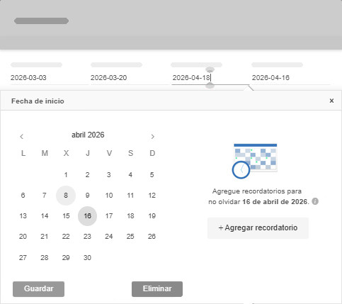 Creación de un recordatorio de tarea a partir del campo de fecha de la tarjeta Creación de un recordatorio de tarea a partir del campo de fecha de la tarjeta