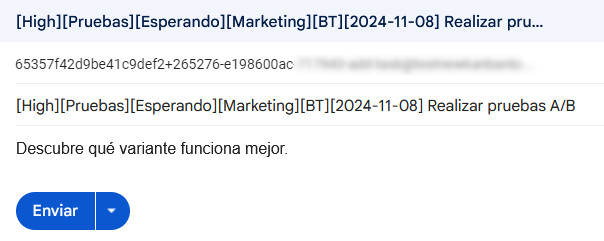 Añadir una tarea al tablero Kanban por correo electrónico