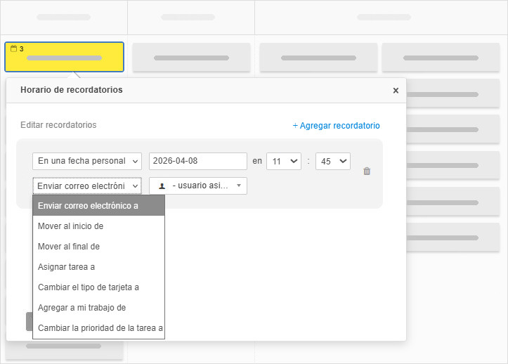 Crear un recordatorio personalizado para una tarea